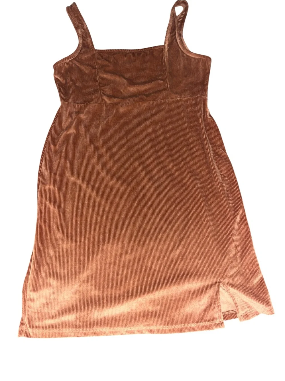 Rust Velvet Ribbed Slip Dress. Side L - Picture 1 of 1
